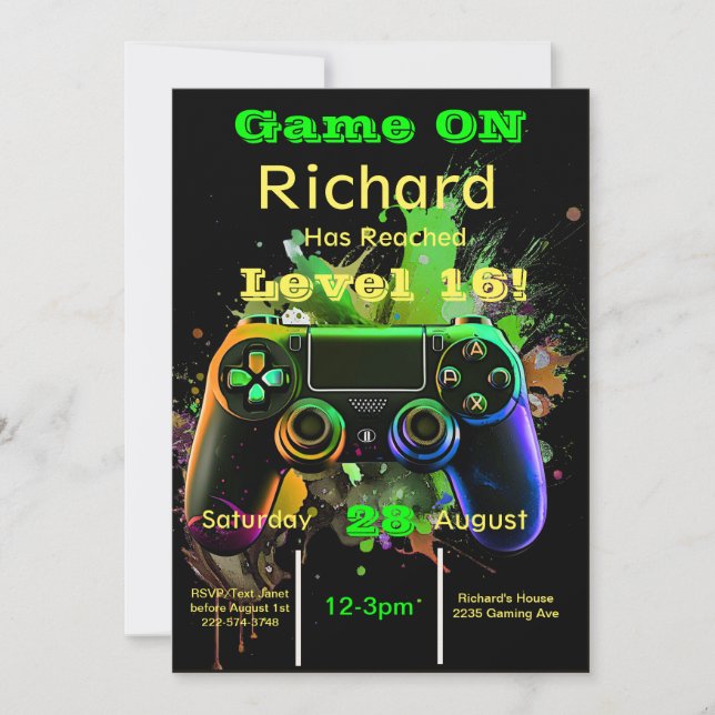 Invitación Jugador, siguiente nivel, jugador uno, 16º videoju (Anverso)