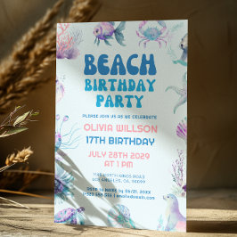 Invitación Jugadora fiesta de cumpleaños en la playa de veran