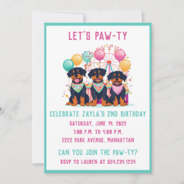 Invitación Jugadores Rottweiler De Cumpleaños En Un Carnaval