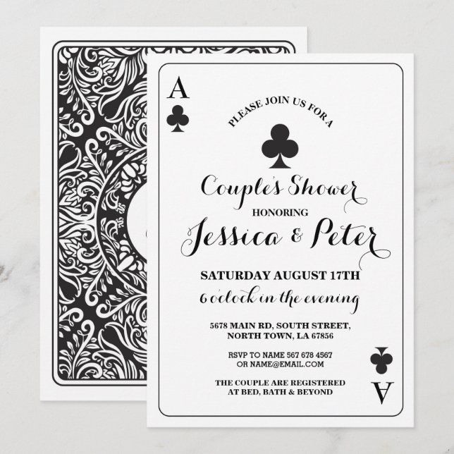 Invitación Jugando con cartas o King Queen Las Vegas Club (Anverso / Reverso)