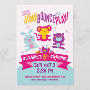 Invitación Jugar a los Inflables Salto Jugar Cumpleaños