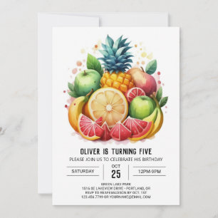 Invitación Jugo Bohemio Frutas Bananas Cumpleaños
