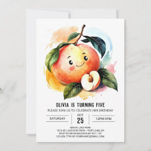 Invitación Jugoso Fruit Whimsical Peach Cumpleaños