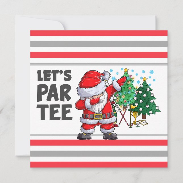 Invitación Juguemos golf con Santa Claus Par Tee Party (Anverso)