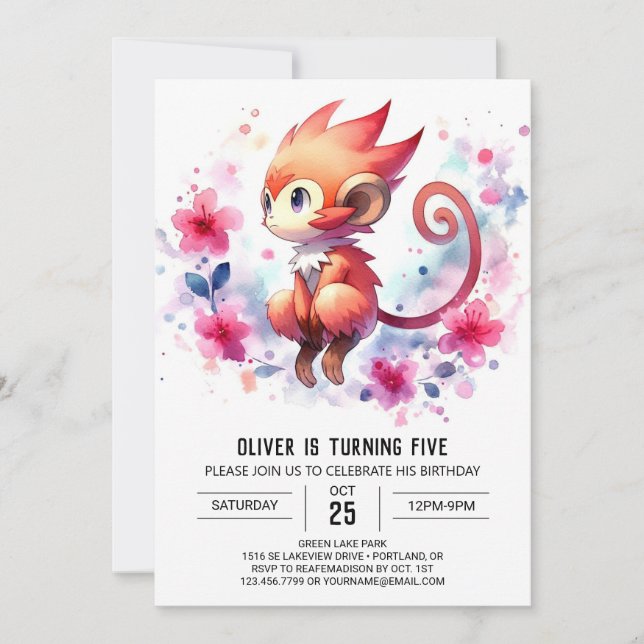 Invitación Juguetazo de Mono para Niños (Anverso)