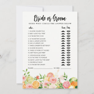 Invitación Juguete Citrus Bride o Groom totalmente editable