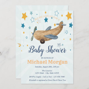 Invitación Juguete de avión, Baby Shower de estrellas
