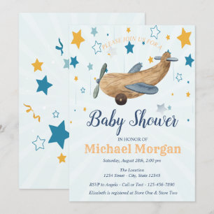 Invitación Juguete de avión, Baby Shower de estrellas