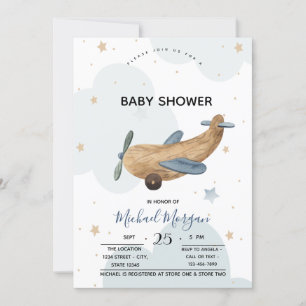 Invitación Juguete de avión lindo Nubes Shower de bebé