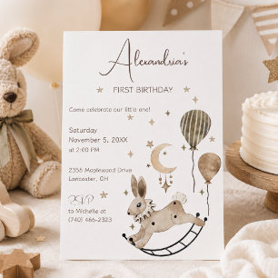 Invitación Juguete de conejo vintage con globos Fiesta de cum