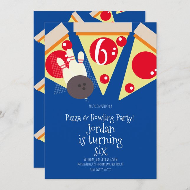 Invitación Juguete de Fiesta Geométrico Pizza Slices (Anverso / Reverso)