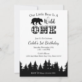 Invitación Juguete de Lumberjack Blanco y Negro 1º cumpleaños