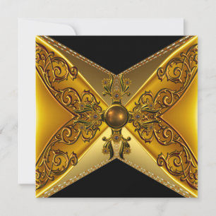 Invitación Juguete de oro Black Floral 50 cumpleaños