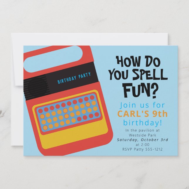 Invitación Juguete electrónico de hablar y deletrear con dise (Anverso)