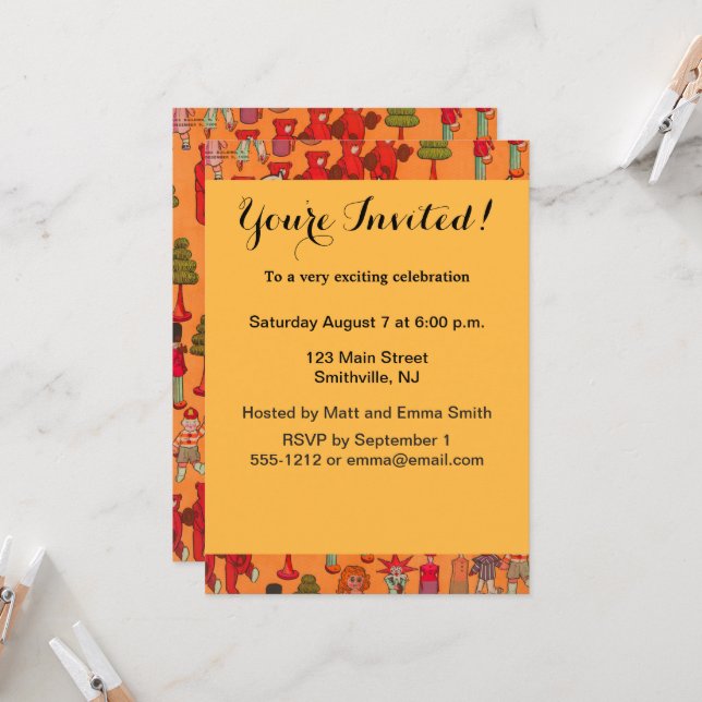 Invitación Juguete Navideño Antiguo Niños Juegan (Anverso/Reverso In Situ)