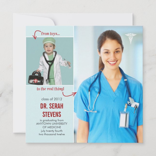 Invitación Juguetes a la verdadera graduación médica Médica (Anverso)