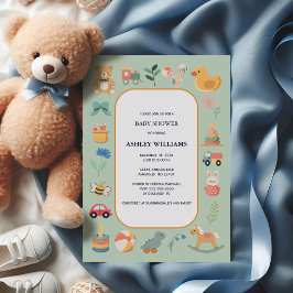 Invitación Juguetes Antiguos Neutrales en cuanto al Género Du