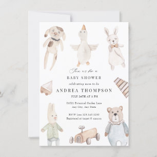 Invitación Juguetes bebé   Baby Shower de época