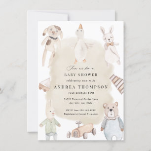 Invitación Juguetes bebé   Baby Shower de época