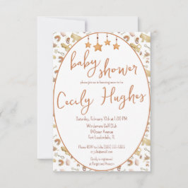 Invitación Juguetes Bohemios Madera Natural, Eco Baby Shower