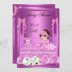 Invitación Juguetes de cachorro rosados de Chica de Baby Show