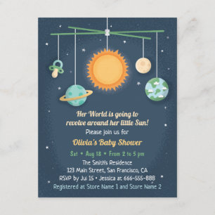 Invitación Juguetes de Cuna Espacial que Girar Alrededor del