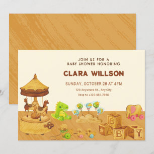 Invitación Juguetes de madera juguetona ducha de bebé