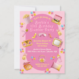 Invitación Juguetes de muñecas rosadas Fiesta de cumpleaños S