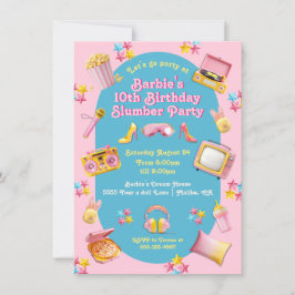 Invitación Juguetes de muñecas rosadas Fiesta de cumpleaños S