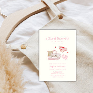 Invitación Juguetes de oso polar de fresa para baby shower de