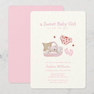 Invitación Juguetes de oso polar de fresa para baby shower de