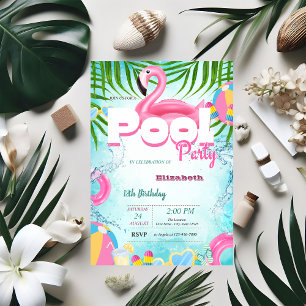 Invitación Juguetes de Piscina Fiesta de Cumpleaños de Verano