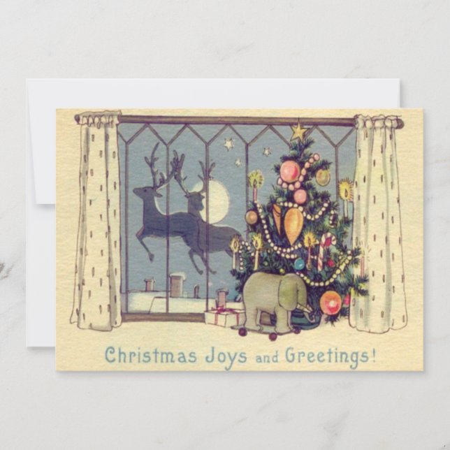 Invitación Juguetes de reno de árbol de Navidad Luna llena (Anverso)