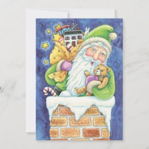 Invitación Juguetes lindos de Santa Claus Chimenea Nieve Fies