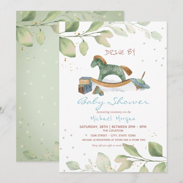 Invitación Juguetes manejados por Baby Shower (Anverso / Reverso)