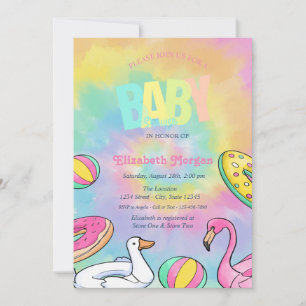 Invitación Juguetes para Piscina Tye Dye Baby Shower