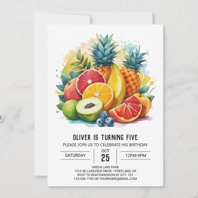 Invitación Juicy Online Boho Fruits Cumpleaños (Anverso)