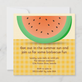 Invitación Juicy watermelon slice gingham verano picnic fiest