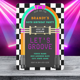 Invitación Jukebox Retro Checkerboard 50 cumpleaños