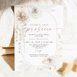 Invitación JULIA Boho Floral Pearls & Prosecco Bridal Shower