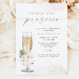 Invitación JULIA Boho Floral Pearls & Prosecco Bridal Shower