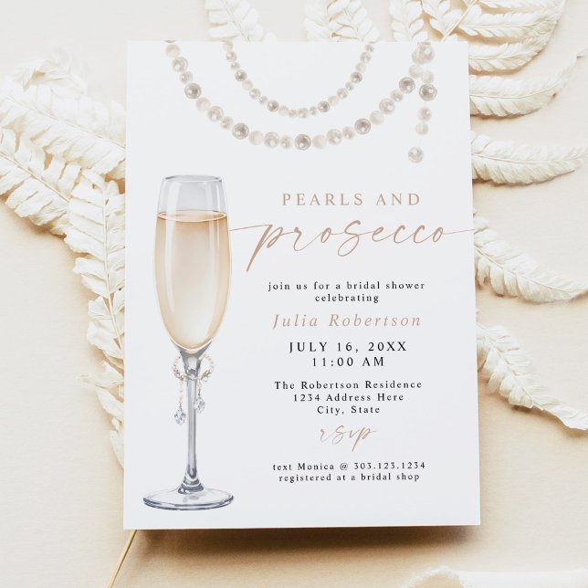 Invitación JULIA Boho Floral Pearls & Prosecco Bridal Shower (Subido por el creador)