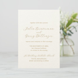 Invitación Julia Gold Tradicional Elegante Boda