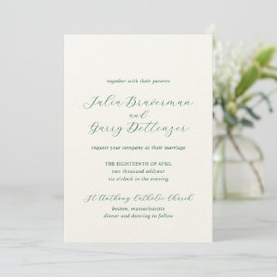 Invitación Julia Hunter Green Boda elegante tradicional
