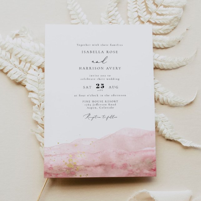 Invitación JULIEN | Boda Rubor Watercolor Smudge Gold (Subido por el creador)