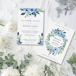 Invitación Juliette Dusty Blue Floral Católica Boda Invita