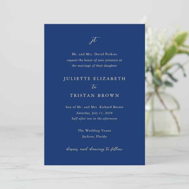 Invitación Juliette Elegant Wedding (Anverso de pie)