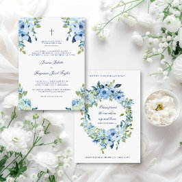Invitación Juliette Floral Dusty Blue Católica Boda