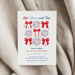 Invitación Julio Blanco Rojo y dos Chicas Fiesta de cumpleaño