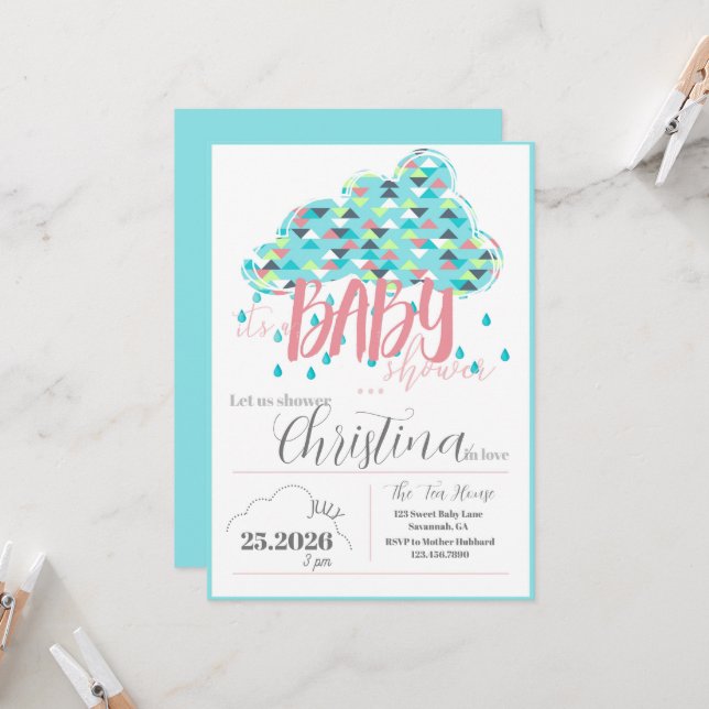 Invitación Julio Sprinkle Shower Mamá-futura Baby Shower (Anverso/Reverso In Situ)